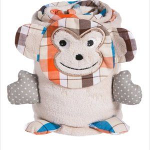 NWT! Blossoms and Buds Tan Monkey Roll-up Cuddly Lovey/Blanket